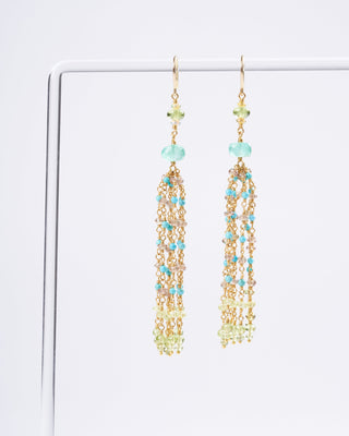 multi-stone dancing confetti earrings - green and gold