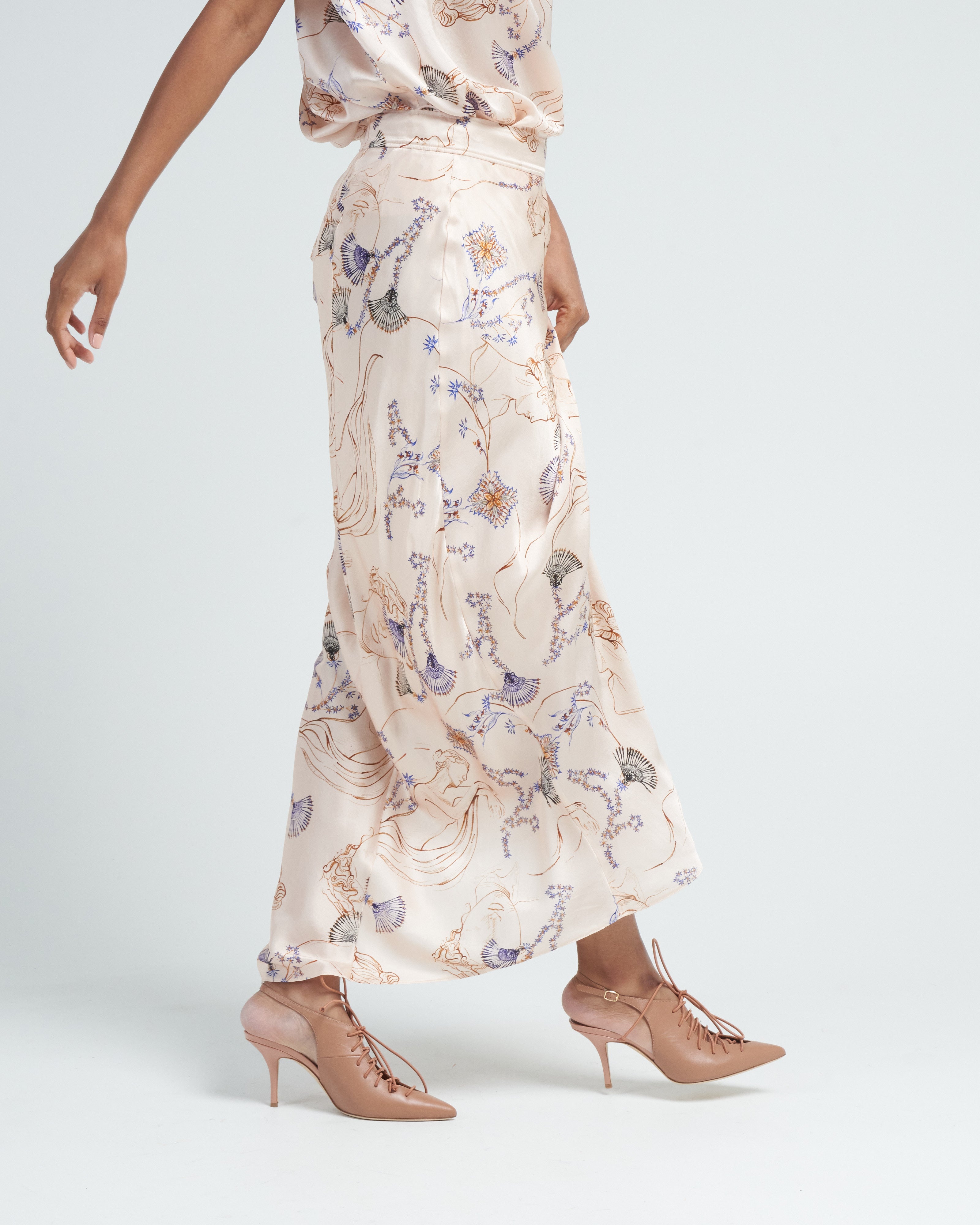 Forte Forte Musa Print Silk Satin Couture Skirt Ivory