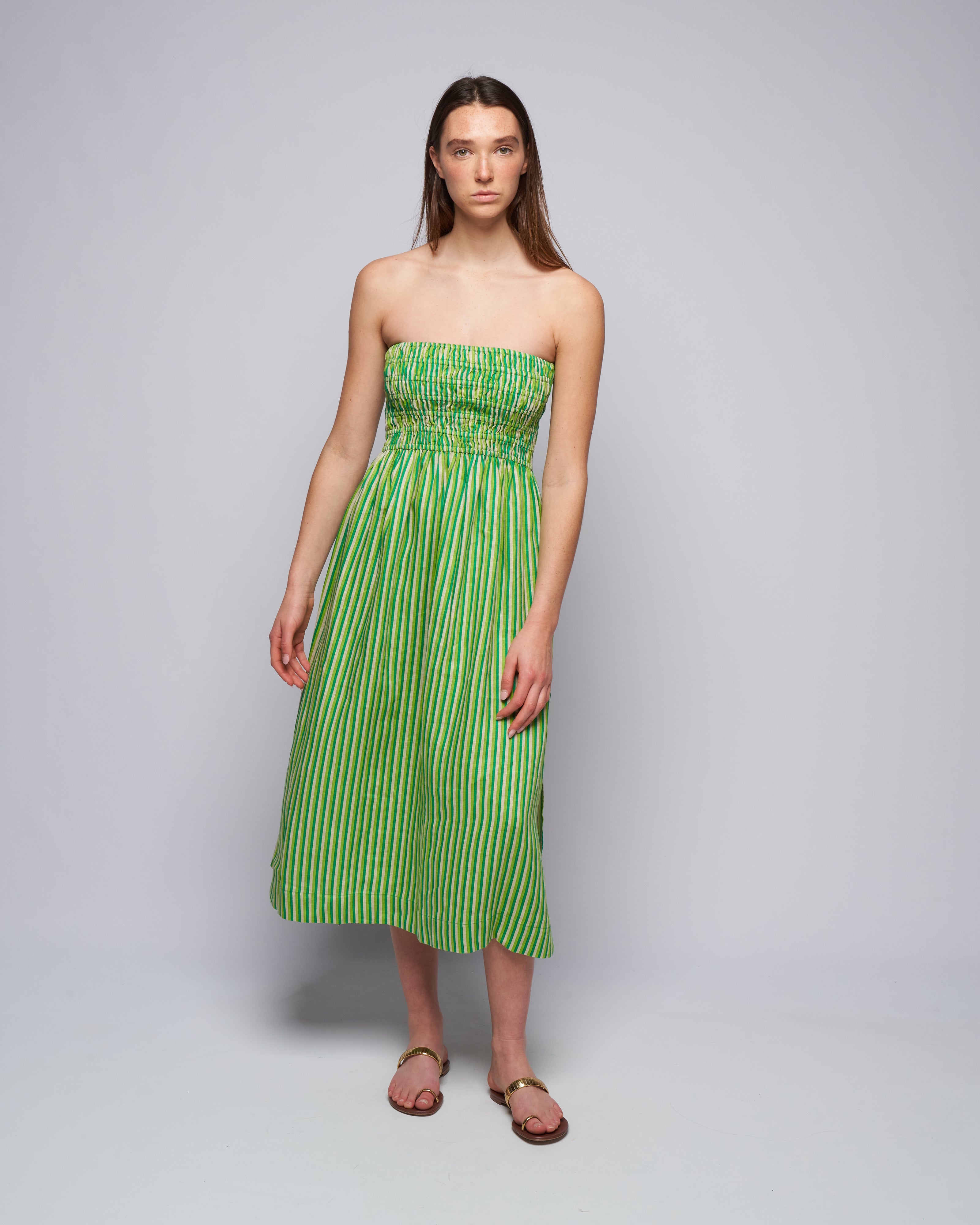 Faithfull Musee Midi Dress Bau-Bau Stripe Print