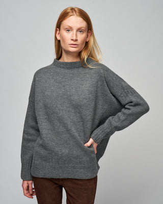 flat knit low gauge sweater - grey