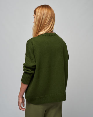 flat knit low gauge sweater - khaki