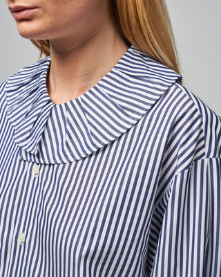 stripe ruffle collar - white navy