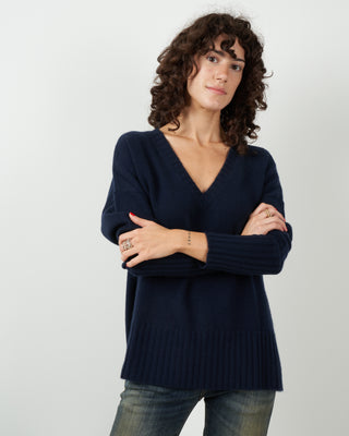 ella v-neck cashmere sweater - navy