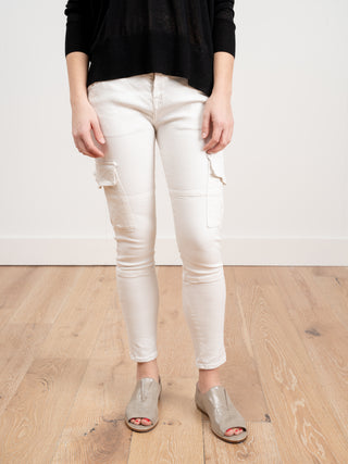 vincent skinny leg cargo pant - soft white