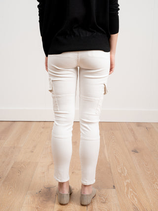 vincent skinny leg cargo pant - soft white