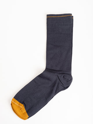 short sock - navy w/ mustard toe