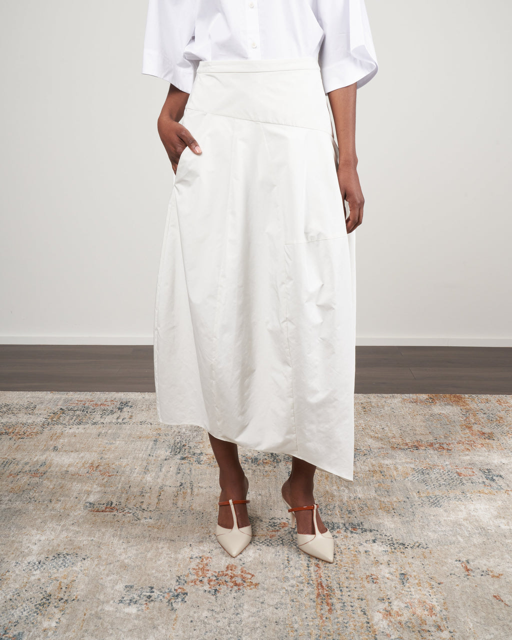 Tibi Nylon Asymmetrical Balloon Skirt White White – scarpa
