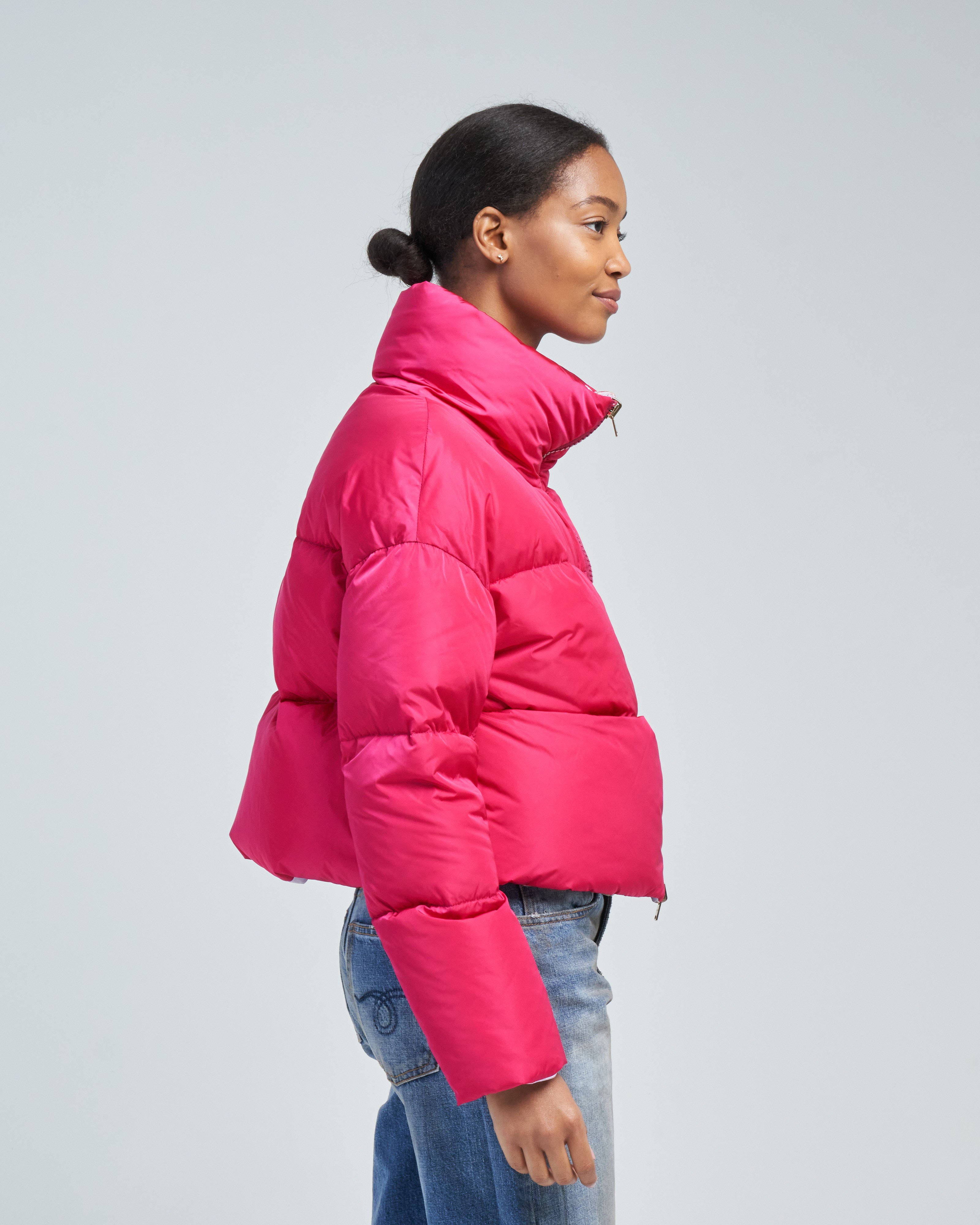 Herno Nylon Cropped Reversible Jacket Pink/Lilac