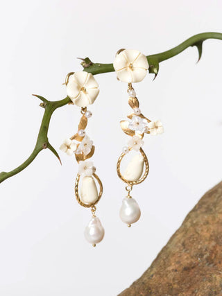 mating bird earrings - white