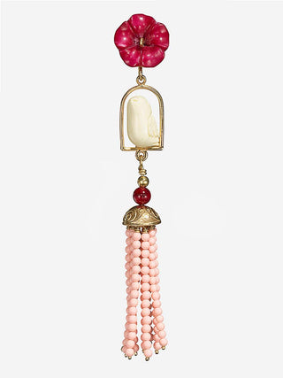 swinger earrings - fuschia, white, pink