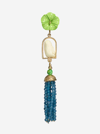 swinger earrings - peridot/white/blue