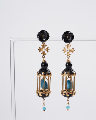 mini aviary earrings- black/jade