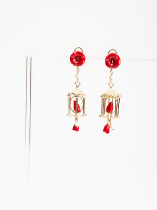 pagoda earrings - ruby