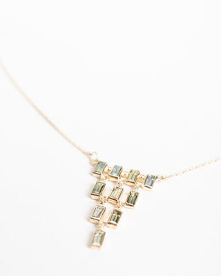 baguette cascade necklace - green sapphire