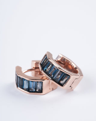 otto huggies with london blue topaz in rose gold - blue