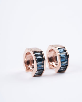otto huggies with london blue topaz in rose gold - blue
