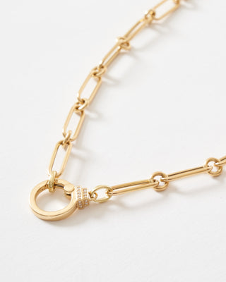 oval round chain with diamonds - gold