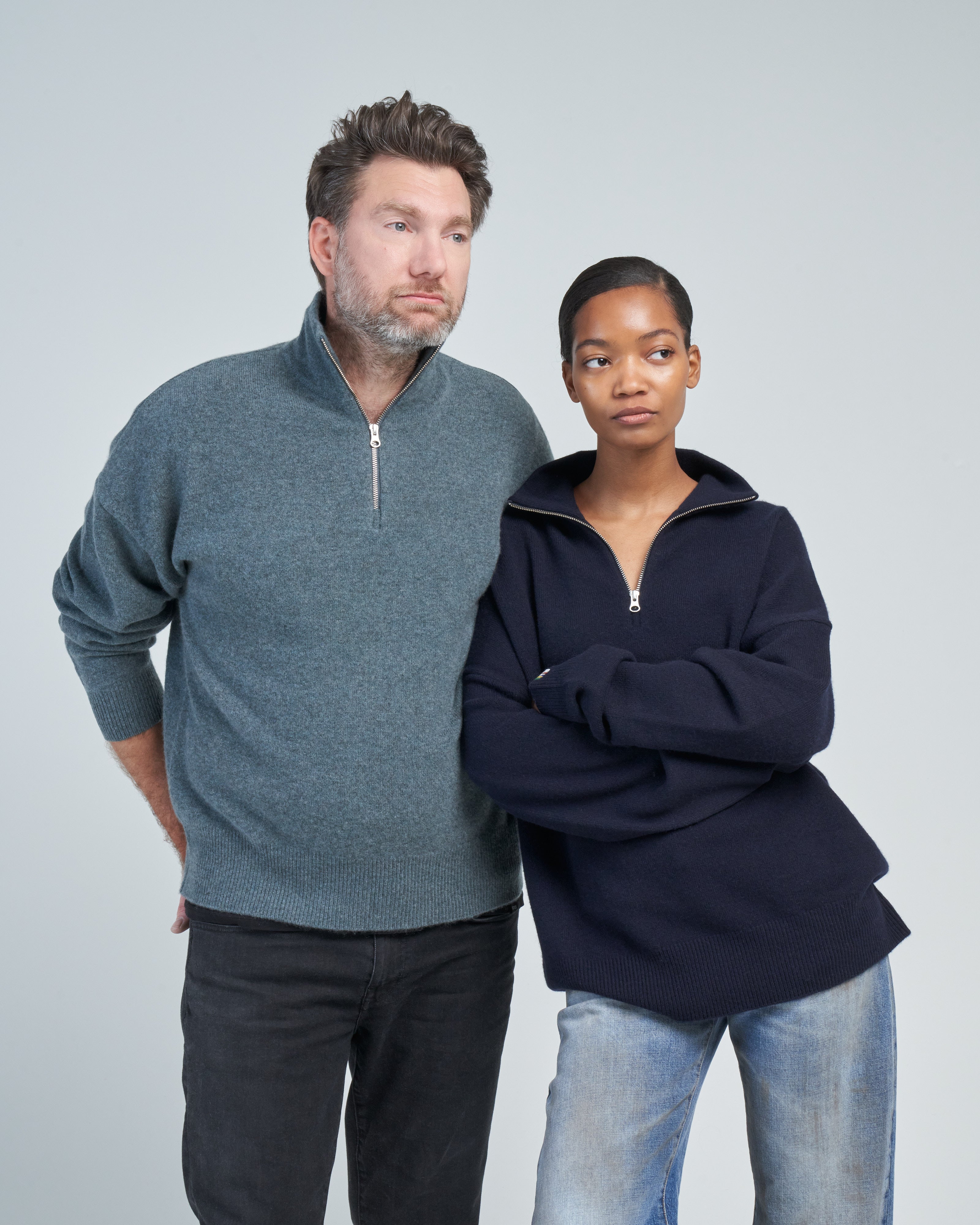 Extreme Cashmere Oversized Quarter Zip Navy