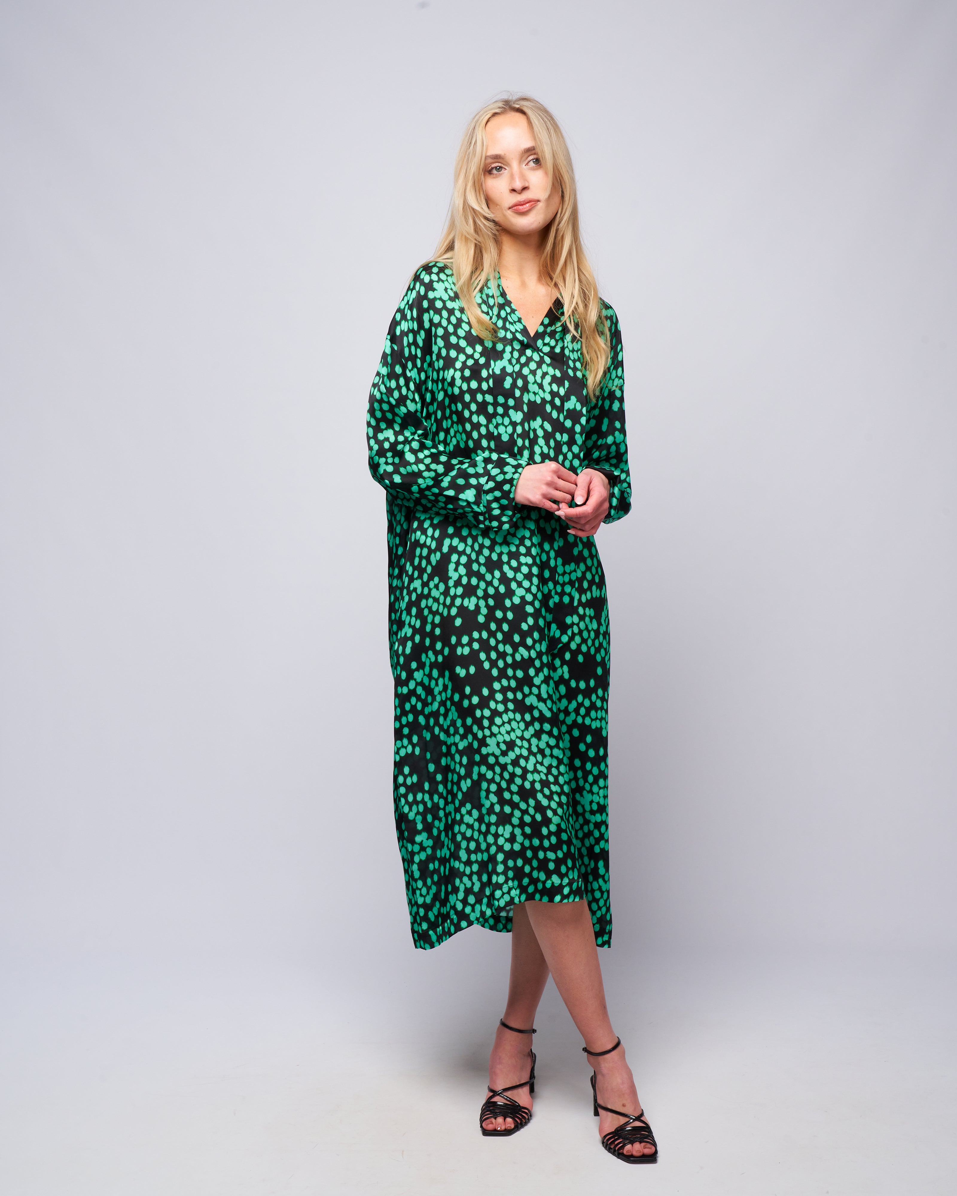 green and black shirt dress Oversized Drawstring Shirt Dress - Green Stripes