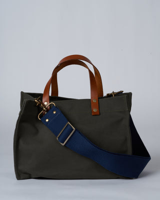 canvas small mimi bag - olive with surfer stripe strap