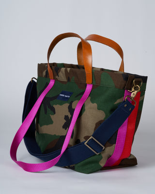 lil easy nylon bag - camo with pink web straps