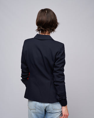 patch pocket tux stripe blazer - navy with vermillion
