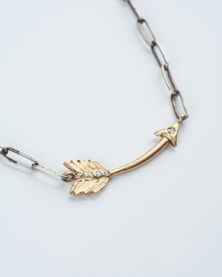 pathway charm holder necklace - antique silver and 14k yellow gold