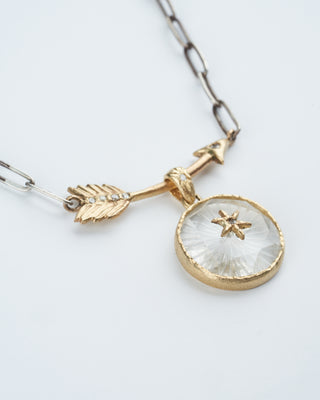 pathway charm holder necklace - antique silver and 14k yellow gold