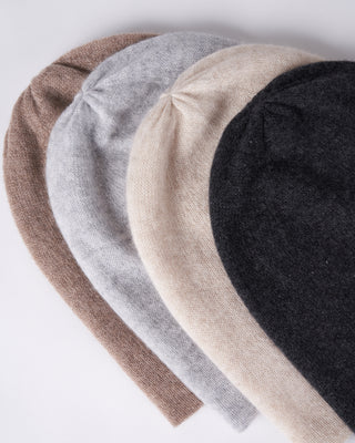 premium cashmere slouchy beanie - charcoal