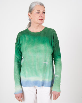 watercolor crew sweater - lush green