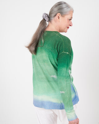 watercolor crew sweater - lush green