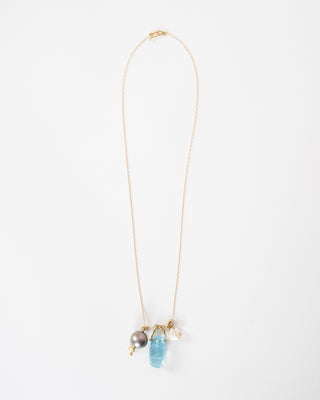 pearl and aqua charm necklace