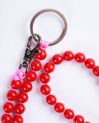 perlen long keyholder - red pink