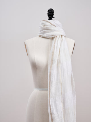 fringe scarf w/ lurex stripe - cream