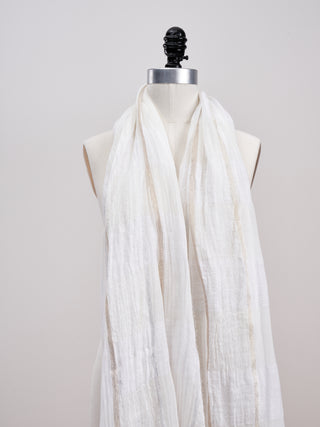 fringe scarf w/ lurex stripe - cream