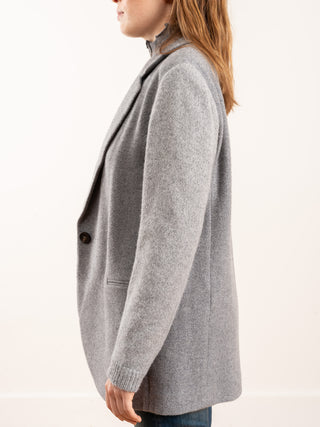 knit sleeve jacket w/ standup collar - grey