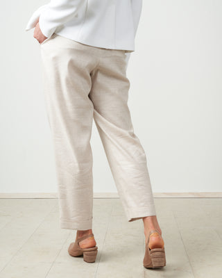 linen gab easy pant with tie - stone
