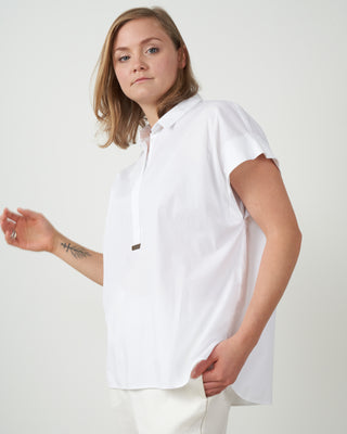 short-sleeve collared blouse - white