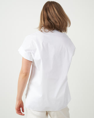 short-sleeve collared blouse - white