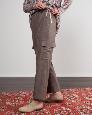 stretch cashmere/wool cargo pant - dusty brown melange