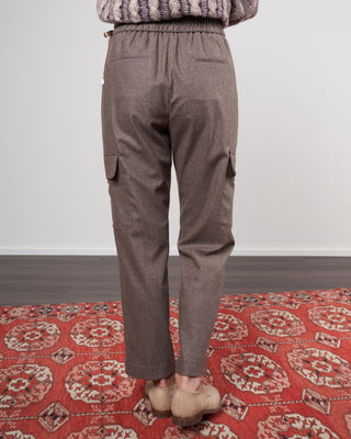 stretch cashmere/wool cargo pant - dusty brown melange
