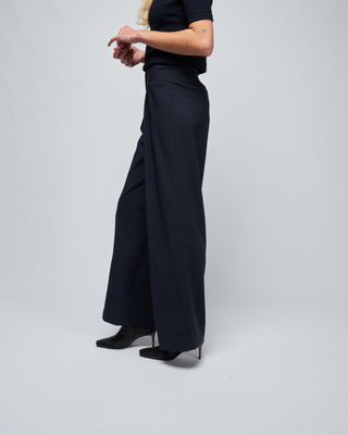 woman pant with darts - navy blue
