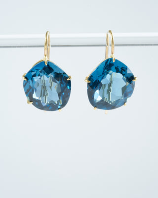 london blue topaz petal earring - blue/ gold