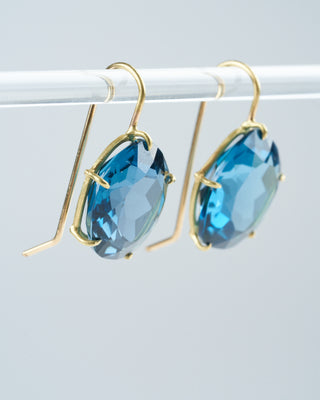 london blue topaz petal earring - blue/ gold