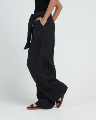 pico tie front trouser - black