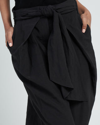 pico tie front trouser - black