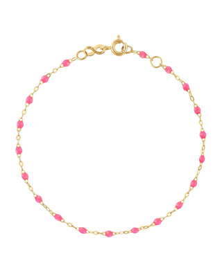 pink bead bracelet - yellow gold
