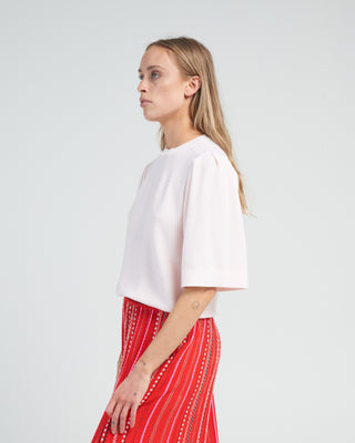 pleated elbow sleeves knit top - petal