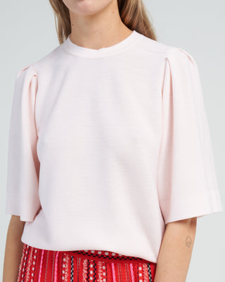 pleated elbow sleeves knit top - petal