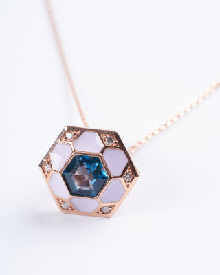 pod pendant with london blue topaz in rose gold - blue